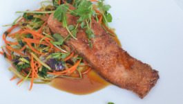 almond crusted salmon with soy glaze